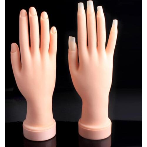 Nail Art Training Hand Flexible Bendable Manicure Hand Rubber Soft Fake Hand for Nails Practice Manicure Tool Acrylic Nails