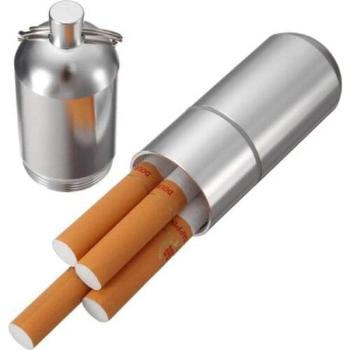 Outdoor Mini Cigarette Holder Capsule Portable Aluminum Alloy Waterproof Round Pocket Box Pill Toothpick Case with Ring