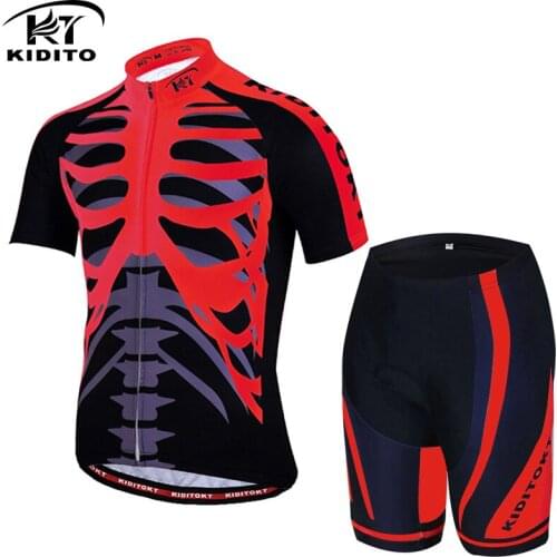 Kiditokt Cycling Short-sleeved Suit 3D Sponge Pad Summer Five-point Pants Cool Moisture Wicking Short-jerseys Cycling Sportswear