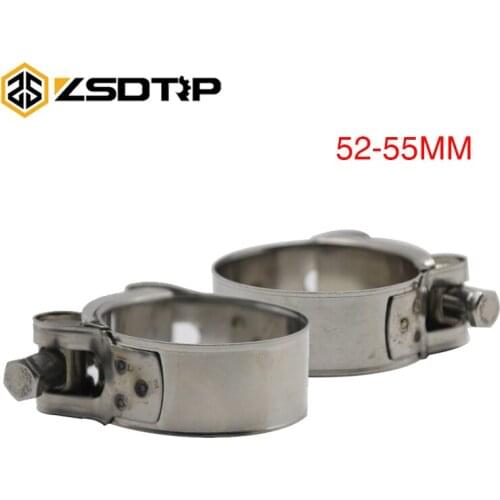 ZSDTRP Universal 52mm-55mm Stainless Steel Motorcycle Exhaust Banjo Clamp For Slip-On Type Motorcycle Muffler Silencer