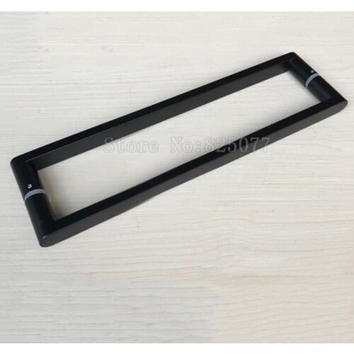 1Pair Dumb black 304 stainless steel square pipe handle shower room glass door handle C-C: 400mm JF1605