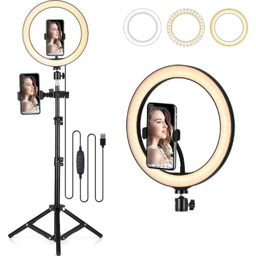 10.2" LED Ring Light Dimmable Desk Camera Lamp USB Selfie Light for Live Streaming Selfie Makeup YouTube Video Vlog Photography