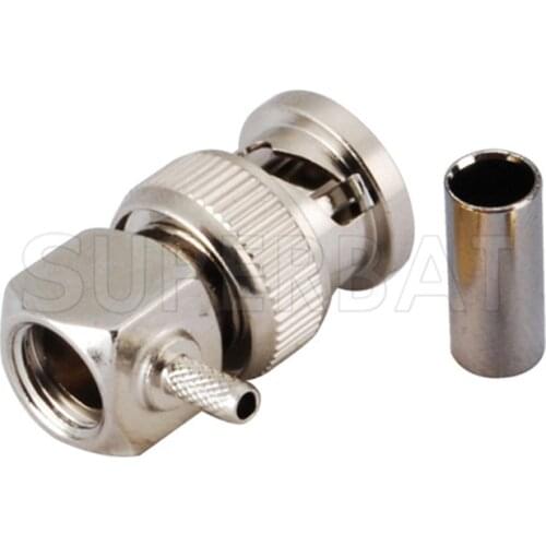 Superbat 10pcs BNC Connector Plug Male Crimp Right Angle for Coaxial Cable LMR100,RG174,RG316