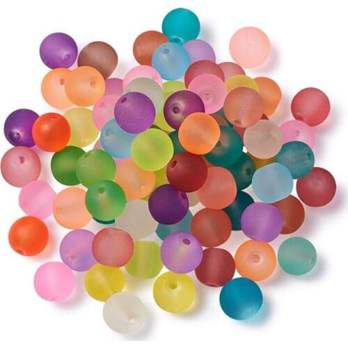 100pcs/bag 4/6/8/10mm Transparent Frosted Glass Beads Loose Spacer Beads Mixed Color for Jewelry Making DIY Bracelet Necklace
