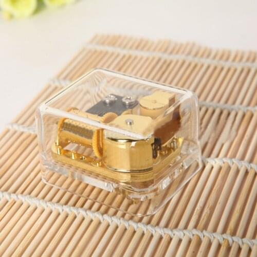 Acrylic Transparent Small Square Box Music Box Melody Box Play Castle in the Sky Tune Christmas Gift