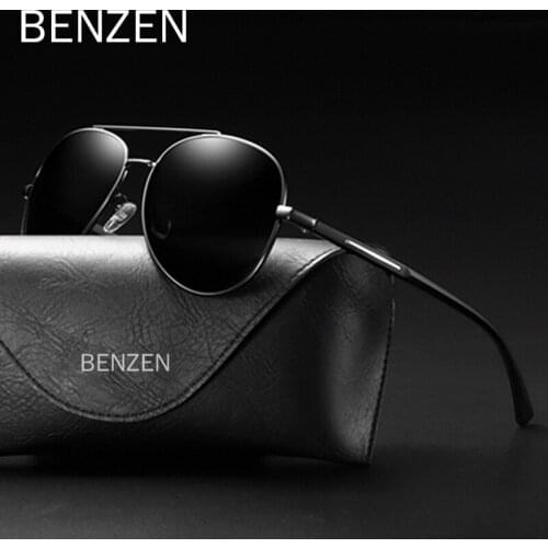 BENZEN Polarized Men Sunglasses Vintage Aviation Sun Glasses For Male Glasses For Driving UV Protection Shades Black 9372