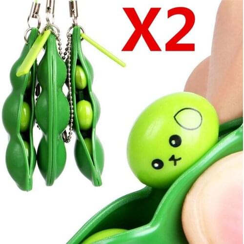 Infinite Squeeze Edamame Bean Pea Expression Chain Key Pendant Ornament Stress Relieve Decompression Toys antistress