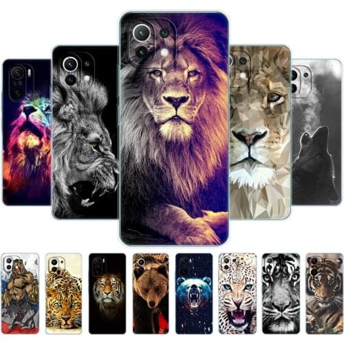 For xiaomi Mi 11 / Mi 11 Lite 5G 4G / Mi 11i / Mi 11 Ultra Case Phone Back cover On xiaomi11 i Mi11 Silicon wolf tiger lion bear