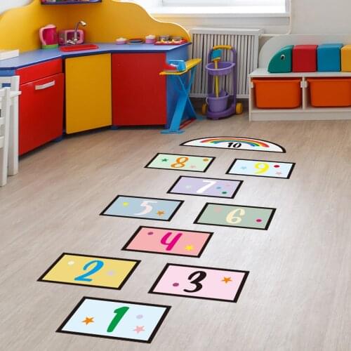 Digital jumping lattice childrens game living room kindergarten ground creative decoration stickers home decoration