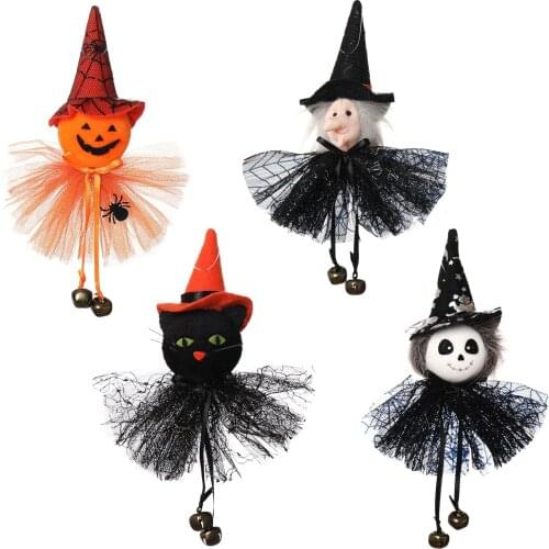 Halloween Kids Gift Happy Halloween Party Decor for Home Halloween Doll Bar Decor Pumpkin Ghost Witch Black Cat Pendant Scary
