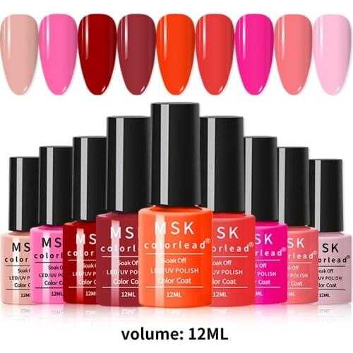 Msk Color Lead 12ML Manicure Gel For UV LED Lamp Nail Varnishes Hot Sale Color Nail Polish For Poly Nail Gel Base and Top Coat