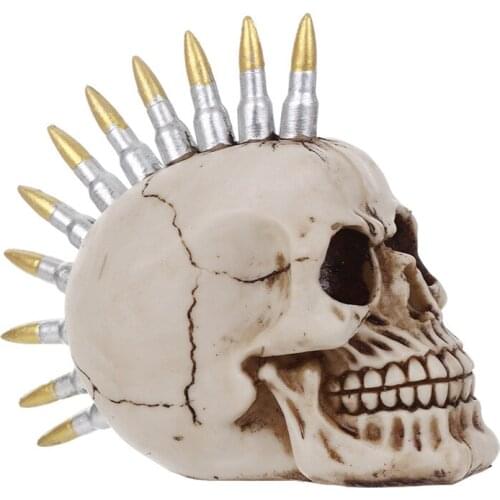 Moquerry Punk Style Resin Human Skull Statue Skull Head Skeleton Sculpture Home Bar Decoration Halloween Decoracion Hogar