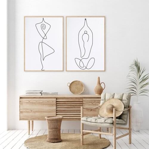 Minimalist Abstract Line Body Posters Prints Yoga Poses Canvas Painting Wall Art Pictures Nordic Interior Living Room Home Decor