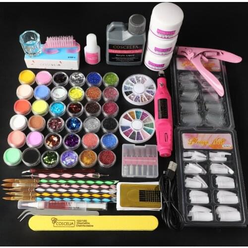 COSCELIA Acrylic Kit With Nail Drill Machine Acrylics For Nails All For Manicure Acrylic Powder Liquid Nail Set Nail Art Tools