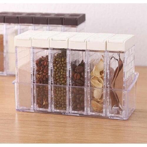Spice Set Jar Seasoning Box 6Pcs/Set Spice Salt Pepper Cumin Powder Box Tool Storage Box