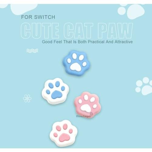 New Cute Cat Claw Thumb Grip Set for Switch 4Pcs Silicone Caps JoyCons Joystick Cover Cap for Switch Lite Thumb Stick Grips
