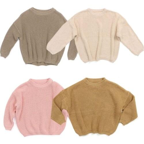Autumn Spring Baby Boys Girls Pullover Sweaters Korean Style Winter Warm Kids Thick Soft Knitted Solid Long Sleeve Sweater