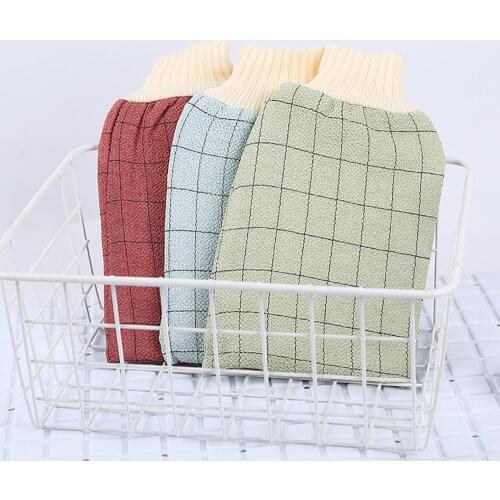 Plaid Rubbing Gloves Shower Towel Body Clean Scrubber Spa Dead Skin Remover Mitt Body Exfoliator Soft Bath Towel