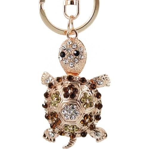 Tortoise Turtle Pendant Charm Rhinestone Crystal Purse Bag Keyring Key Chain Accessories Wedding Friend Lover Gift