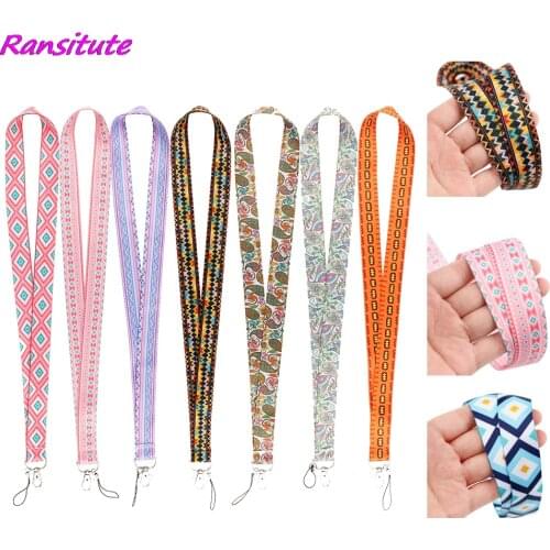 Ransitute R1944 Bohemian Style Diamond Creative Lanyard Badge ID Lanyards Mobile Phone Rope Key Lanyard Neck Straps Accessories