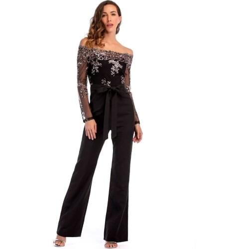 Sexy Bodysuit Hot Sale Vadim Body Feminino Catsuit Limited Jumpsuit Women Free Shipping 2020 Style Long-sleeved Sequins Solid