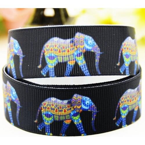 22mm 25mm 38mm 75mm Elephant Cartoon pattern printed Grosgrain Ribbon party decoration 10 Yards X-04059