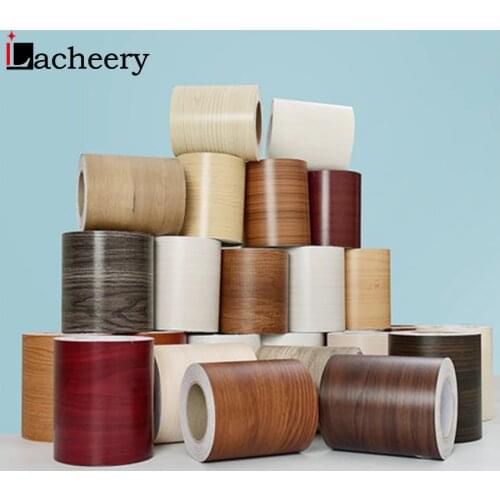 Self Adhesive Wood Grain Baseboard Tile Sticker Vintage Living Room Waist Line Waterproof Decor Marble Wall Border Contact Paper