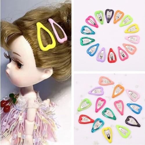 Random Color 10 Pcs Fashion Candy Colors Heart Shape Mini Hairpin Headwear Hair Clip For BJD and Blyth