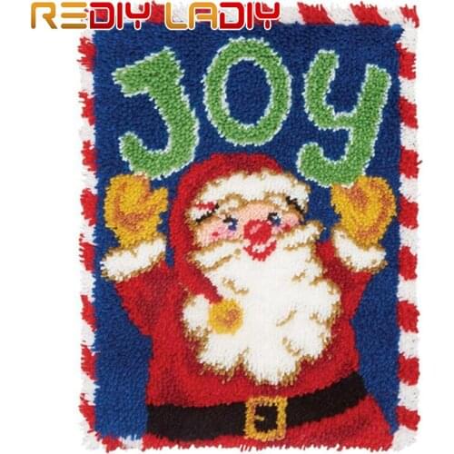 Latch Hook Rug Crocheting Cushion Mat Santa Joy Tapestry Kits Acrylic Yarn Pre-Printed Canvas DIY Carpet Rug Arts & Crafts
