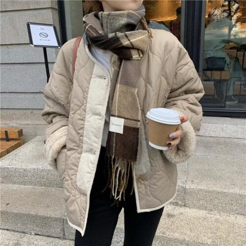 Women Coat Thick Warm Loose Casual Jacket Female Outwear Elegant Tops Winter Solid Lambswool Patchwork