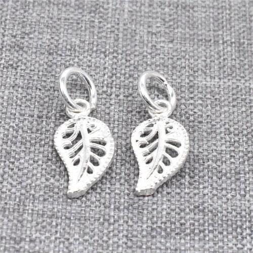 10pcs of 925 Sterling Silver Small Leaf Tree Charms 2-sided for Bracelet Necklace