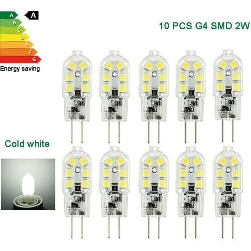 10x G4 LED bulbs COB 2W Capsule Cool white SMD 2835 chips lamps pack AC DC 12V