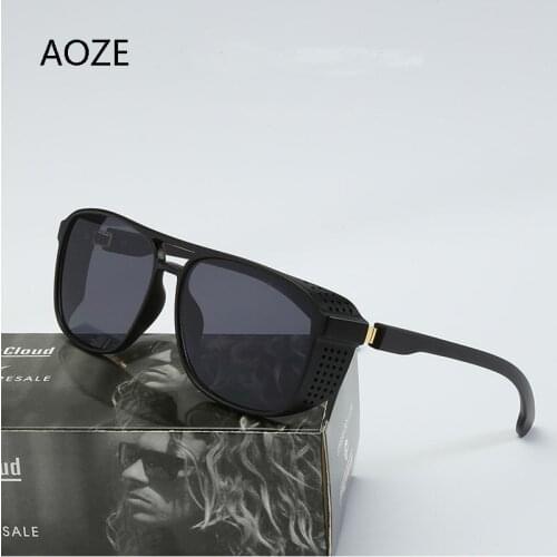 2020 fashion man steampunk style square punk sunglasses side shield High Quality vintage design brand Drive Casual sunglasses