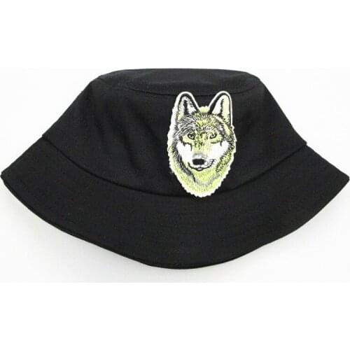 2021 Wolf Embroidery Cotton Bucket Hat Fisherman Hat Outdoor Travel Sun Cap Hats for Men and Women 285