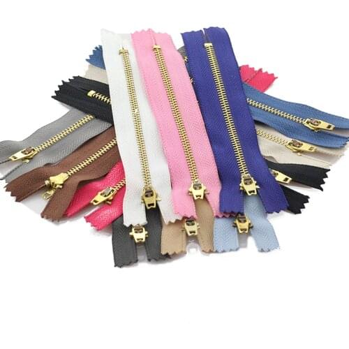 5pcs 3# 10/13/15/18/20 cm metal zipper brass close-end auto lock clothing zipper for sewing