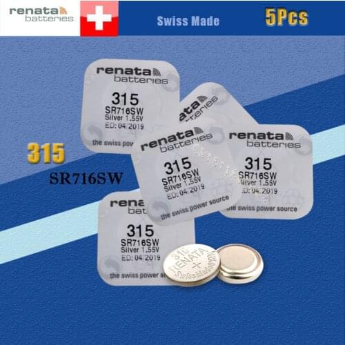 5pcs renata Silver Oxide Watch Battery 315 SR716SW 716 1.55V 100% original brand renata 315 renata716 battery
