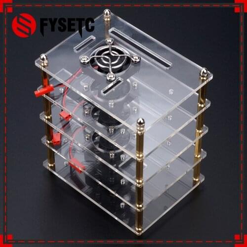 5 Layers Raspberry Pi 3 Model B+ Acrylic Clear Case Enclosure Shell + Cooling Fan +Protection Cover for Raspberry Pi 3 Model B/2