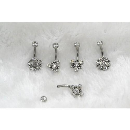 50pcs/Lot Surgical Steel Gems Ball Navel Belly Ring Button Bar Internally Threaded Navel Body Piercing Jewelry 14G New