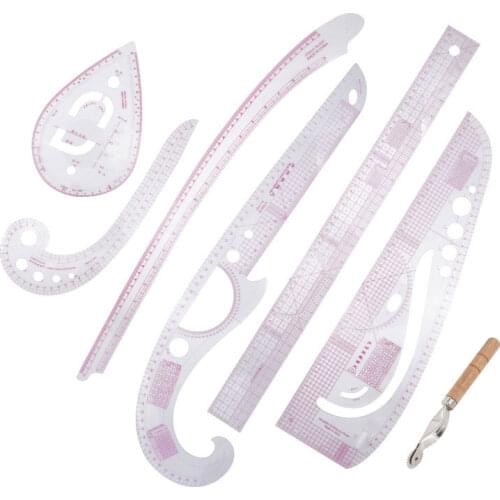 7Pcs/Set Plastic French Curve Metric Sewing Ruler Measure For Dressmaking Tailor Grading Rule Pattern Making