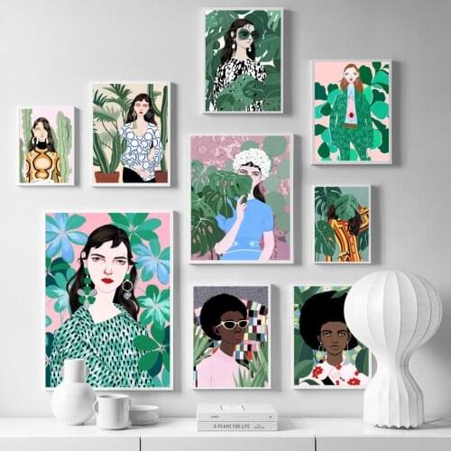 Fashion Girl Abstract Painting Vintage Wall Art Canvas Painting Nordic Posters And Prints Wall Pictures For Living Room Decor