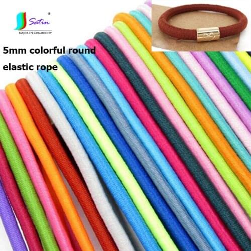 5MM Black White Colorful Round Bold Elastic Rope Hair Headdress Accessories Decoration Clothing Pants Dress Elastic Bands A0368F