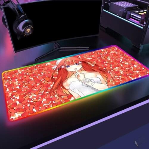 RGB Gaming Mouse Mat Gotoubun No Hanayome LED Mesa Gamer Accessories Pc Gamer Complete Keyboard for Compass Kawaii Mouse Pad Rug