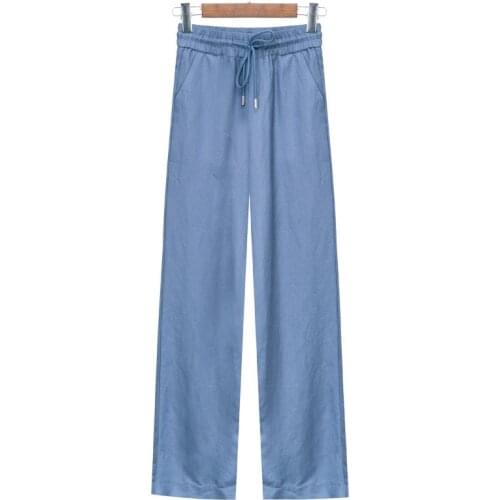 Tencel Denim Wide-Leg Pants Womens Pendant Straight Viscose Fiber Loose Ultra-Thin Spring and Autumn Casual Pants Pants Women