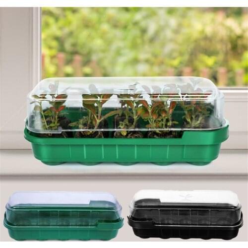 10 Holes Nursery Pots Planting Seed Tray With Transparent Cover Reusable Seed Planting Greenhouse Grow Box Seedling Starter