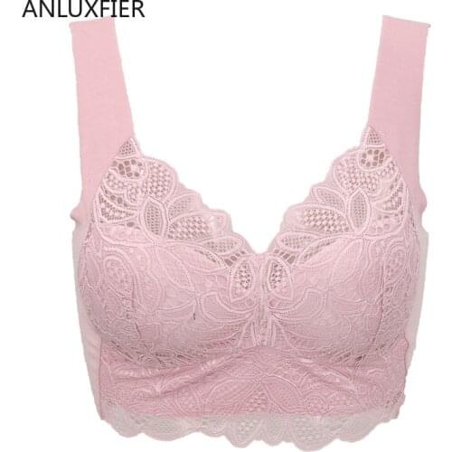 H9718 Gathering Non-steel Ring Bra Large Size Lace Sexy Bras Underwear Comfortable Wide Shoulder Strap Breathable Lingerie Bra
