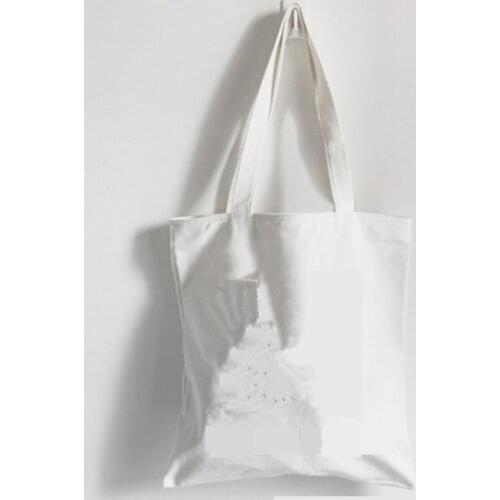Cotton Canvas Shoulder Bag with zipper Eco Shopping Tote blank canvas shopping bag for DIY painting promotional gift bag