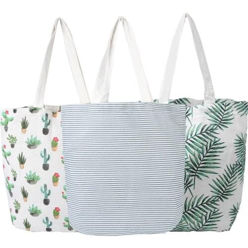 Hot selling Lady Print Shoulder Bag Market Shopping Tote Travel Canvas Bags