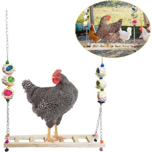 Chicken Swing Natural Frosted Wooden Colorful Toy Chicken Coop Accessory Pet Supplies for Parrot Hens Handmade Bird Swing Bird