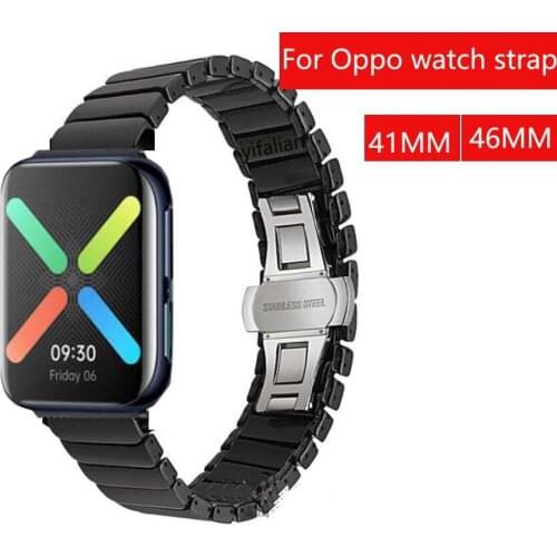 Newest Metal butterfly bukle Ceramic bracelet for OPPO Smart Watch band 41mm For OPPO strap 46mm