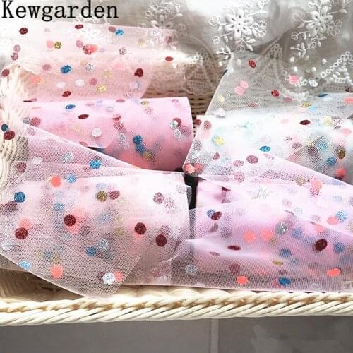 Kewgarden Wholesale Glitter Dot Voile Ribbon 13cm Handmade Tape Cratfs DIY Bow Girl Hairpin Hair Accessories 22 Yards